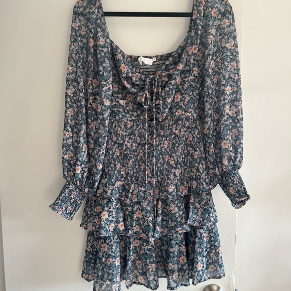 ASTR the Label Marietta Dress Blue Peach Multi Floral - Picture 7 of 9